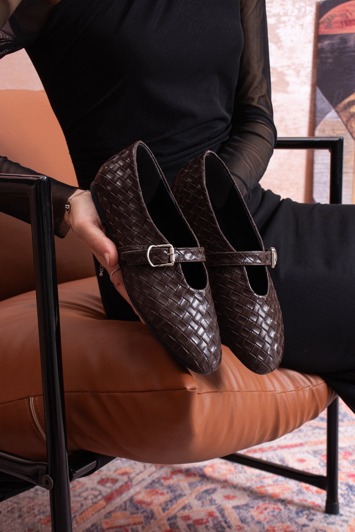 Babs Kadın Tokalı Mary Jane Model Günlük Rahat Düz Taban Şık ve Konforlu Kadın Babet