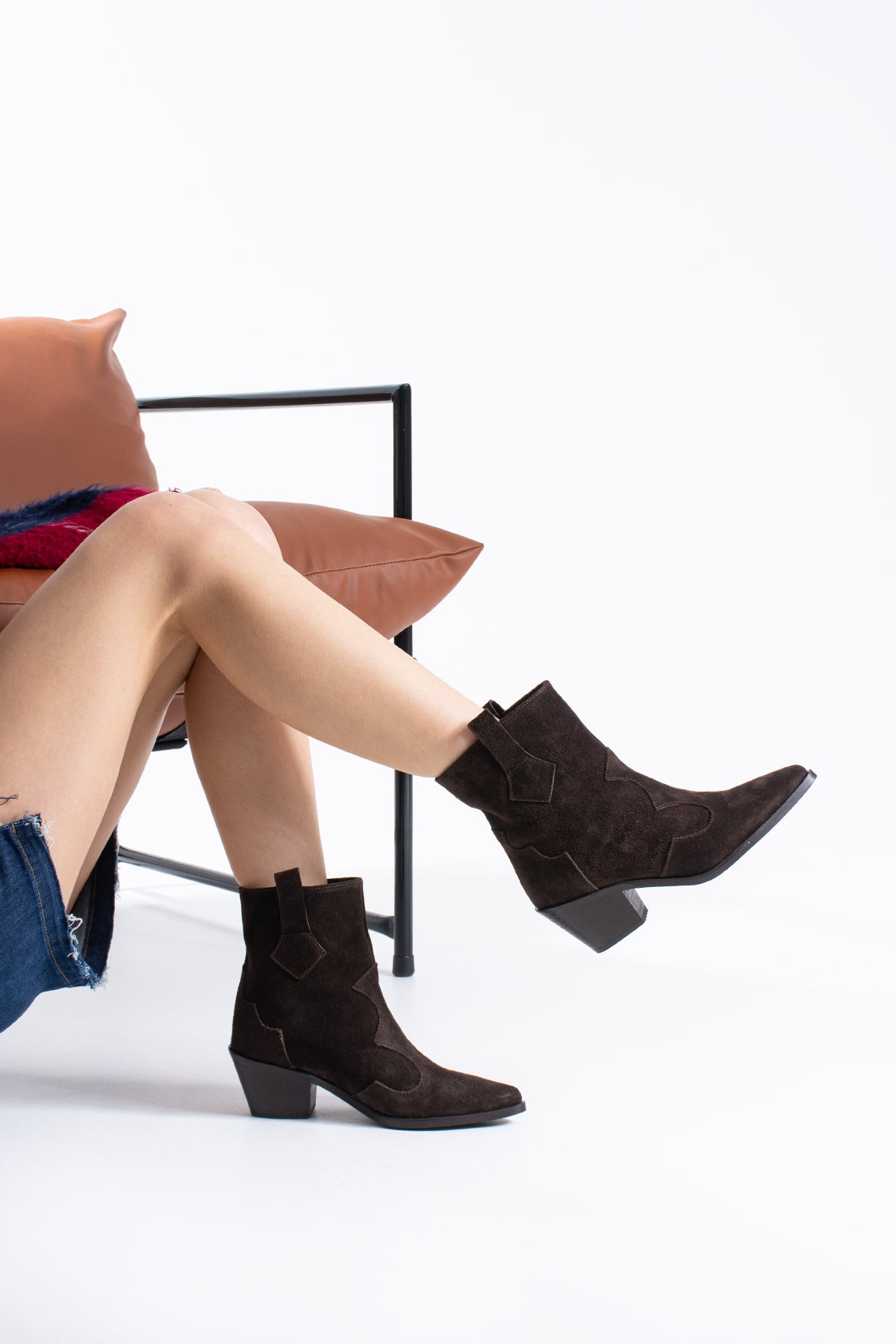 Mabel Kadın Hakiki Deri Süet Western Topuklu Bot