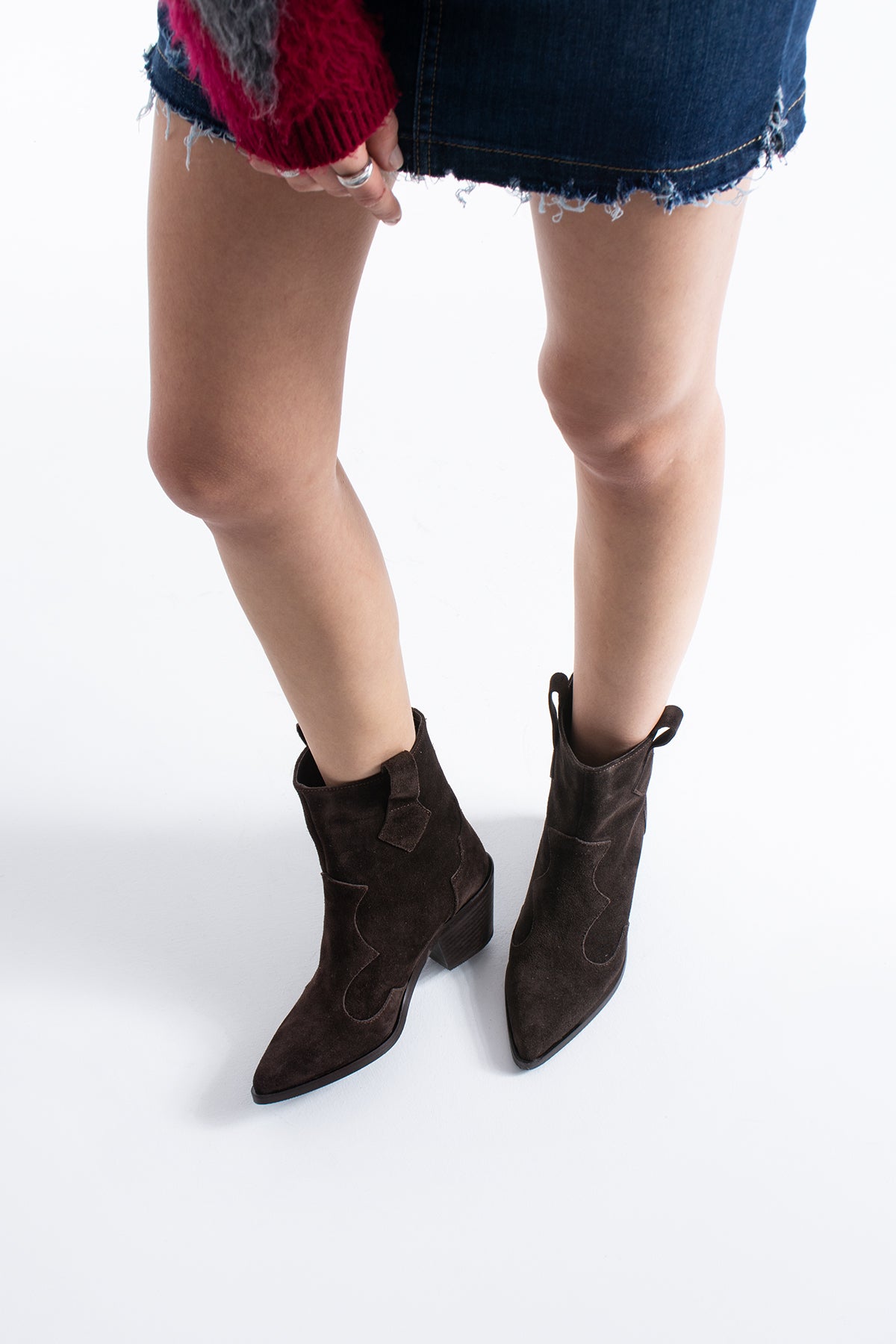 Mabel Kadın Hakiki Deri Süet Western Topuklu Bot