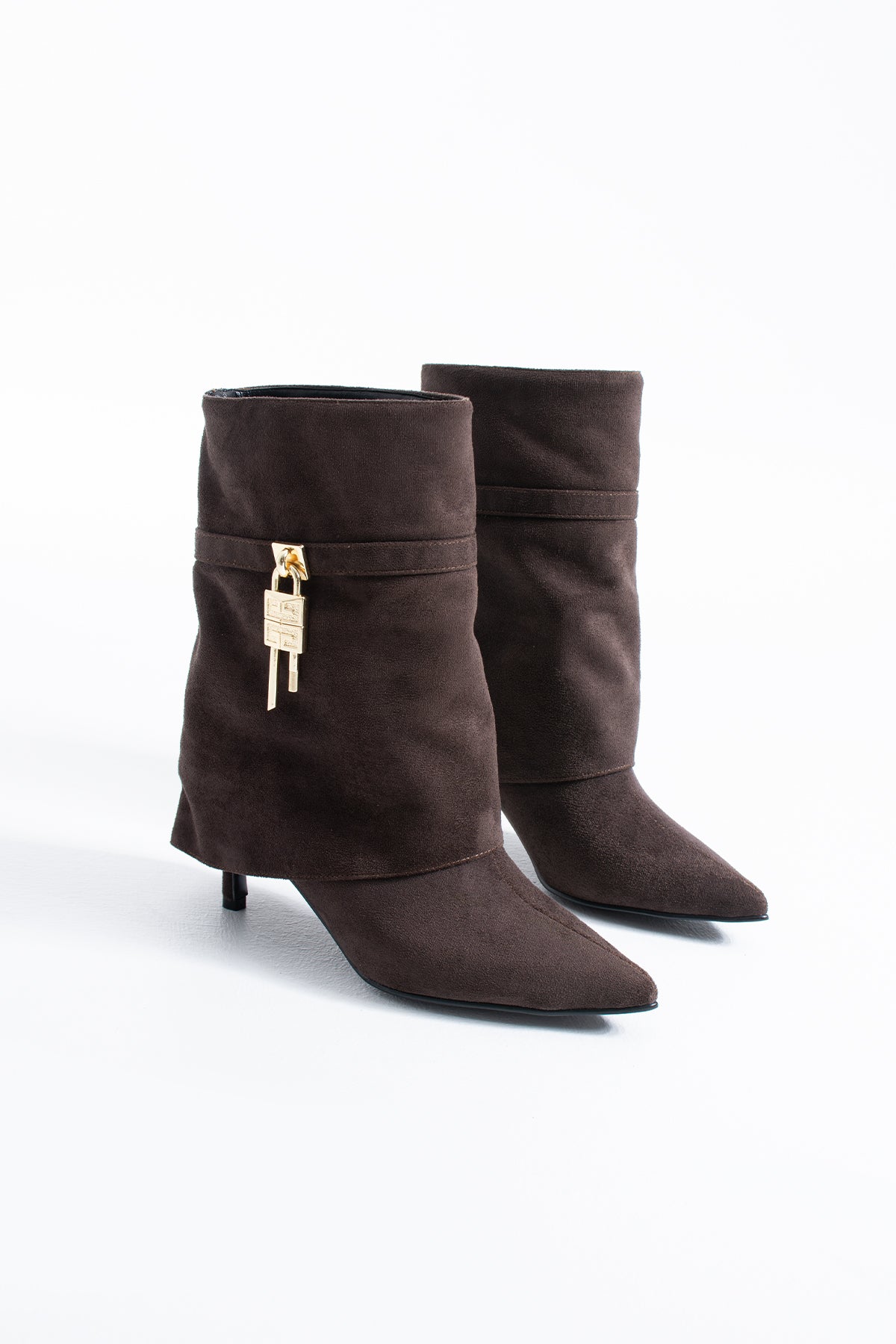 Helena Kadın Süet Orta Topuklu Metal Aksesuarlı Bot