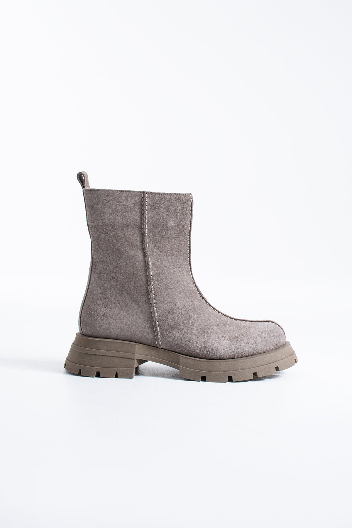 Vanessa Hakiki Deri Kadın Süet Yan Fermuarlı Comfort Bot