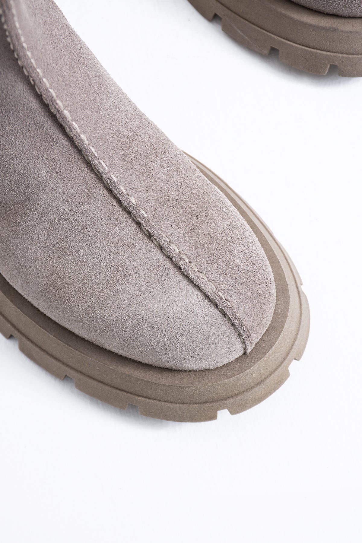 Vanessa Hakiki Deri Kadın Süet Yan Fermuarlı Comfort Bot