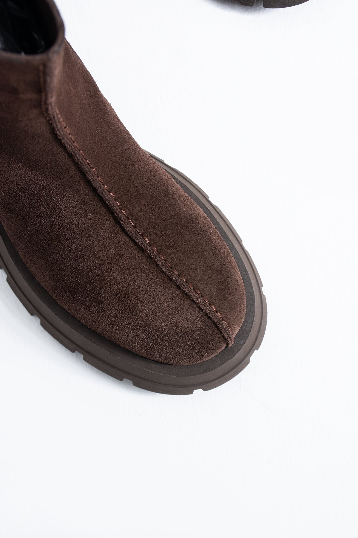 Vanessa Hakiki Deri Kadın Süet Yan Fermuarlı Comfort Bot