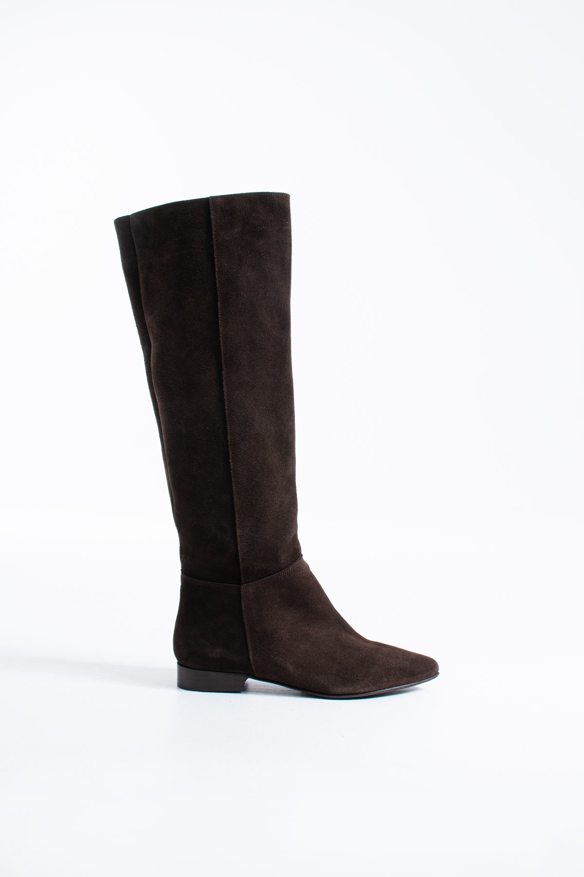 May Kadın Acıkahve Hakiki Deri Süet Fermuarsız Diz Altı Çizme