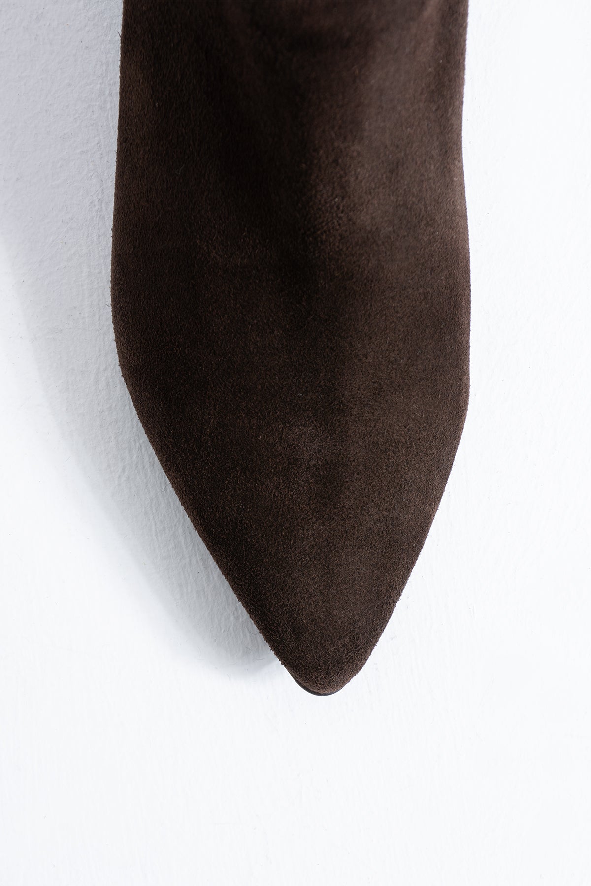 May Kadın Acıkahve Hakiki Deri Süet Fermuarsız Diz Altı Çizme