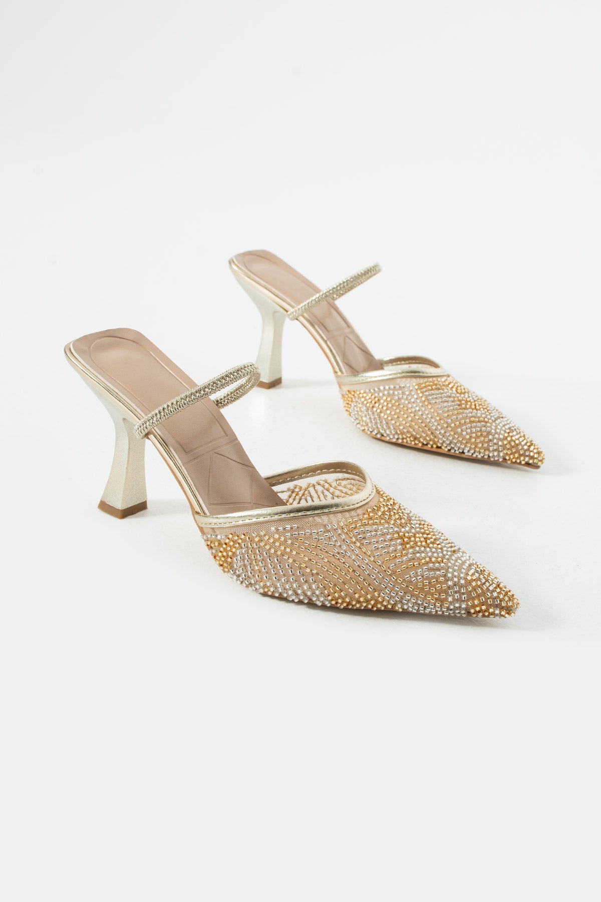 Liza Işıltılı Boncuk Detaylı Sivri Burun Topuklu Ayakkabı