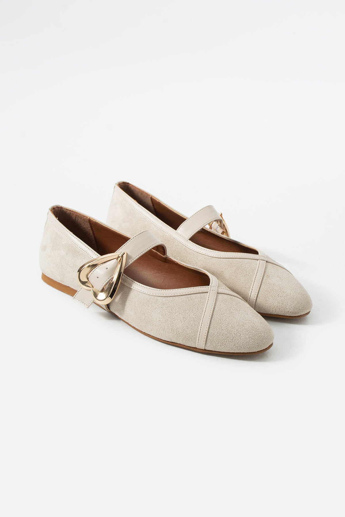 Jadon Trend Kalp Tokalı Kadın Babet Günlük Şık Mary Jane Ayakkabı