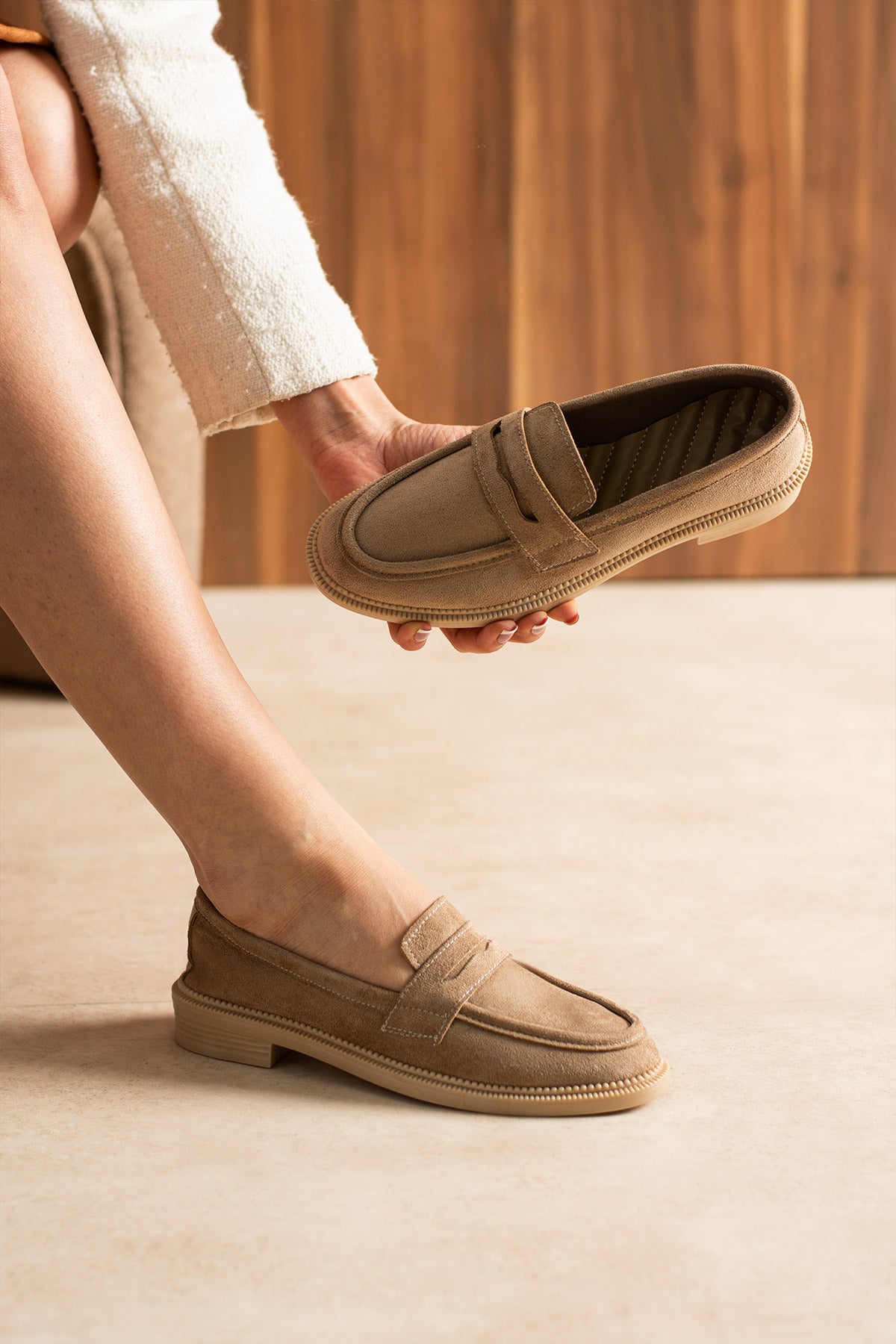 Marlena Kadın Şık Günlük Süet Loafer Ayakkabı