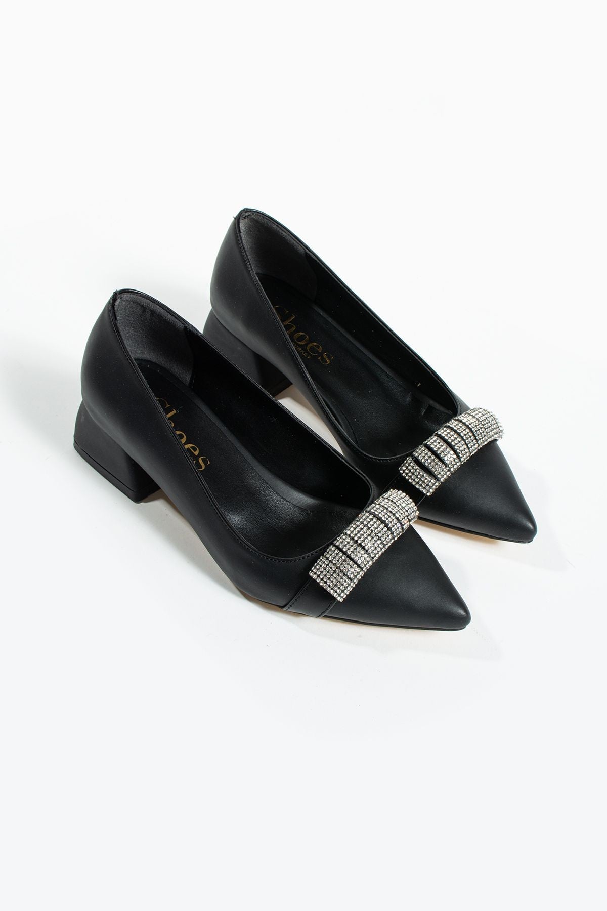 Maya Siyah Taş Detay Kadın Topuklu Ayakkabı