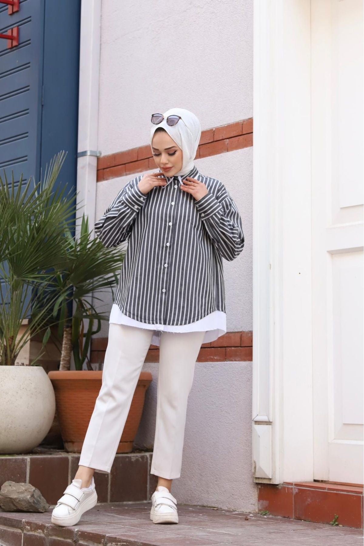 Hardy Poplin Kumaş Standart Beden Çizgili Gömlek