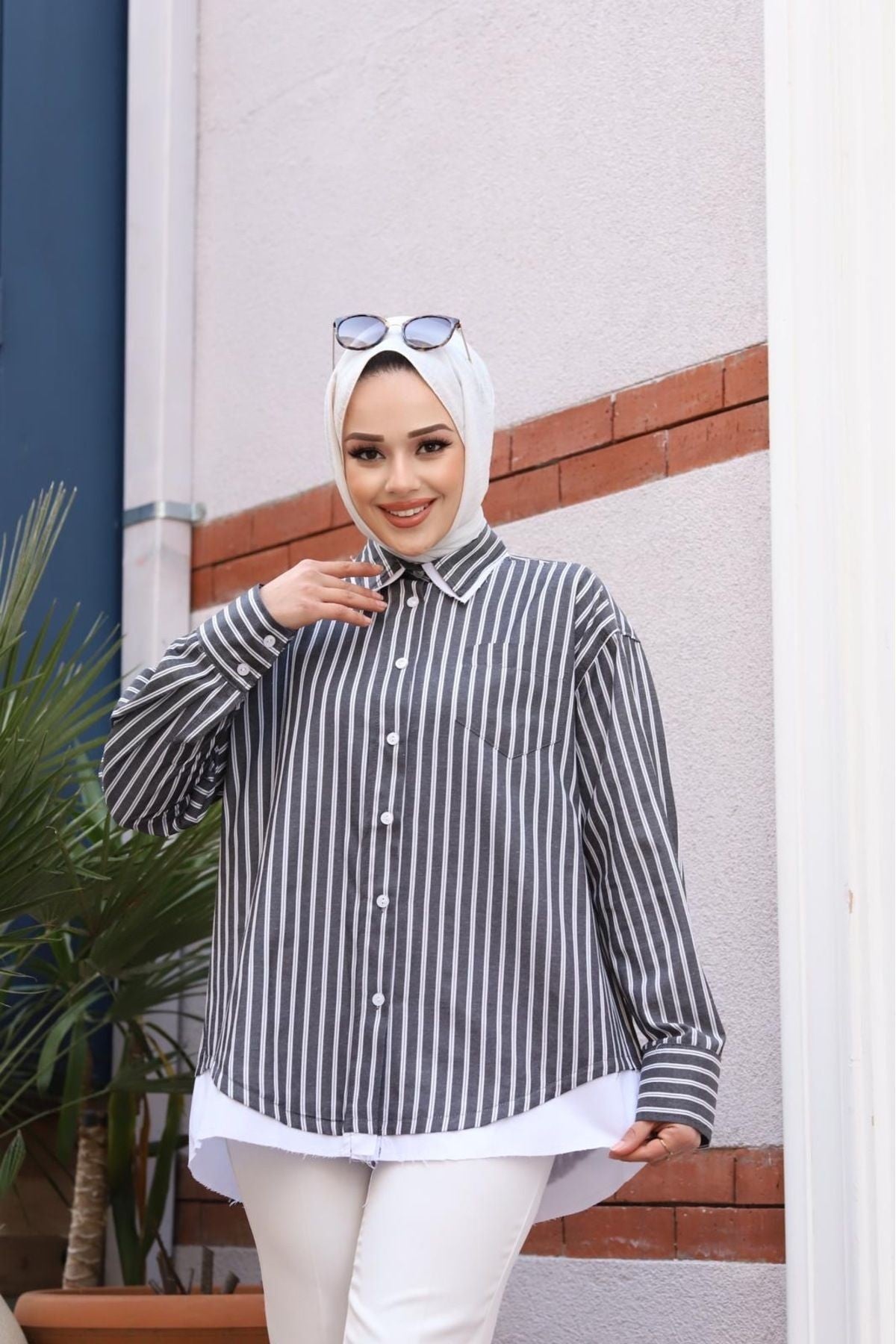 Hardy Poplin Kumaş Standart Beden Çizgili Gömlek