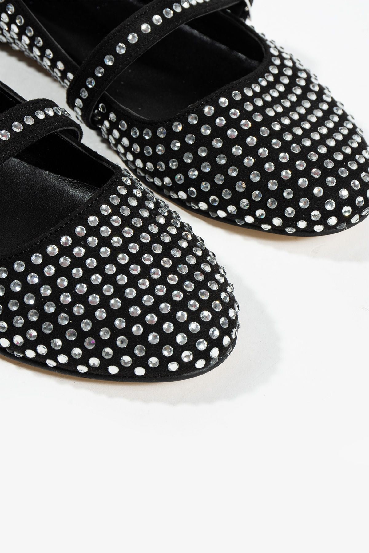 Kadın Baretli Taşlı Babet Ayakkabı Mary Jane Tevila Siyah