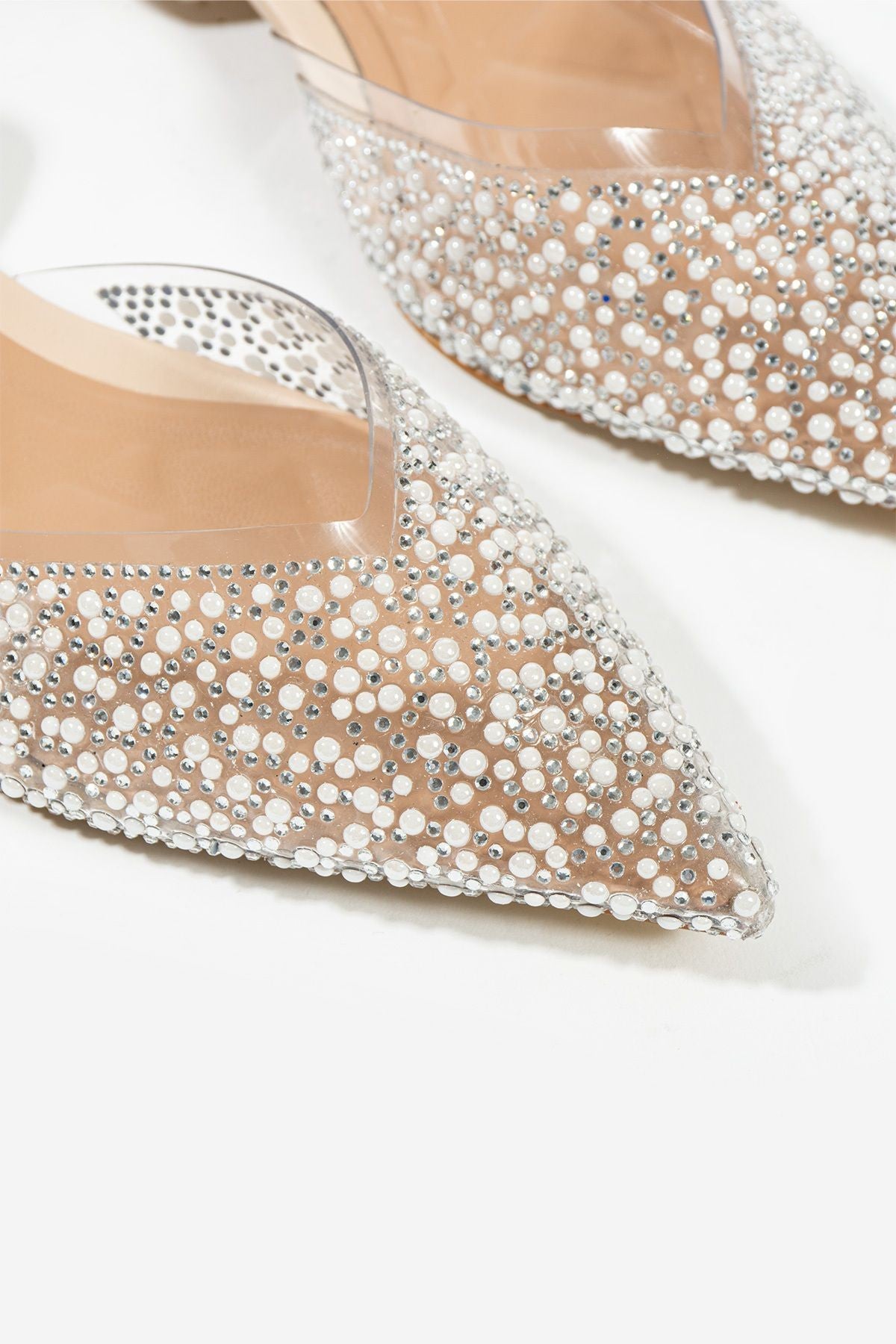 Bella İnci Detay Arkası Açık Topuklu Ayakkabı-Babet