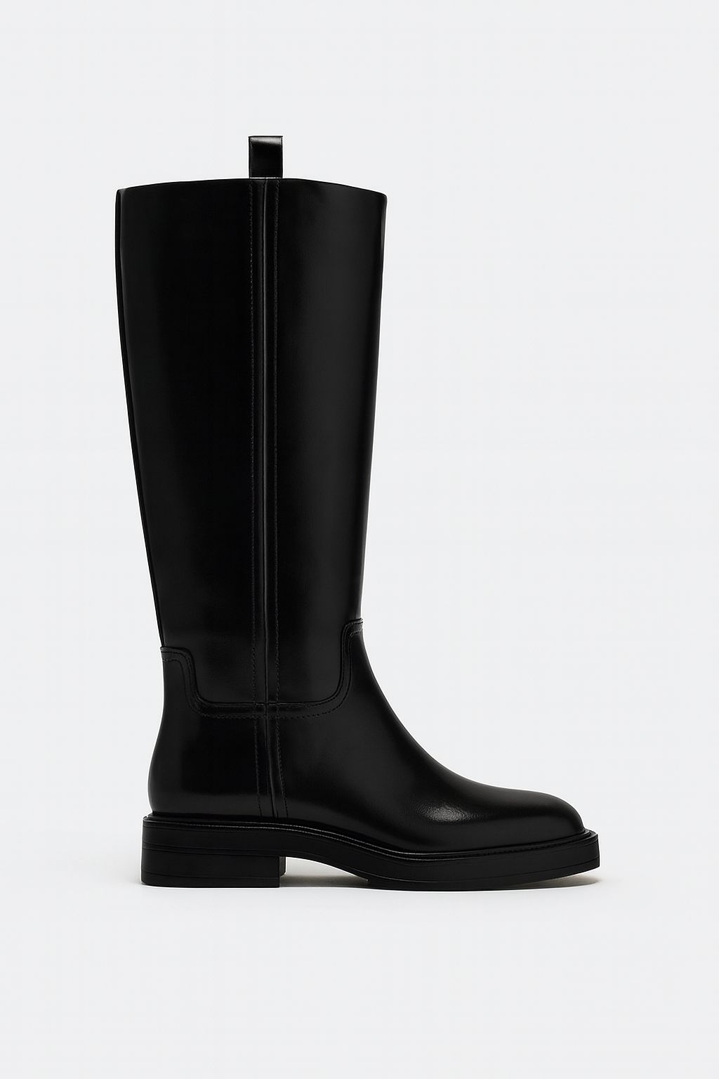 Sage Siyah Düz Taban Deri Çizme