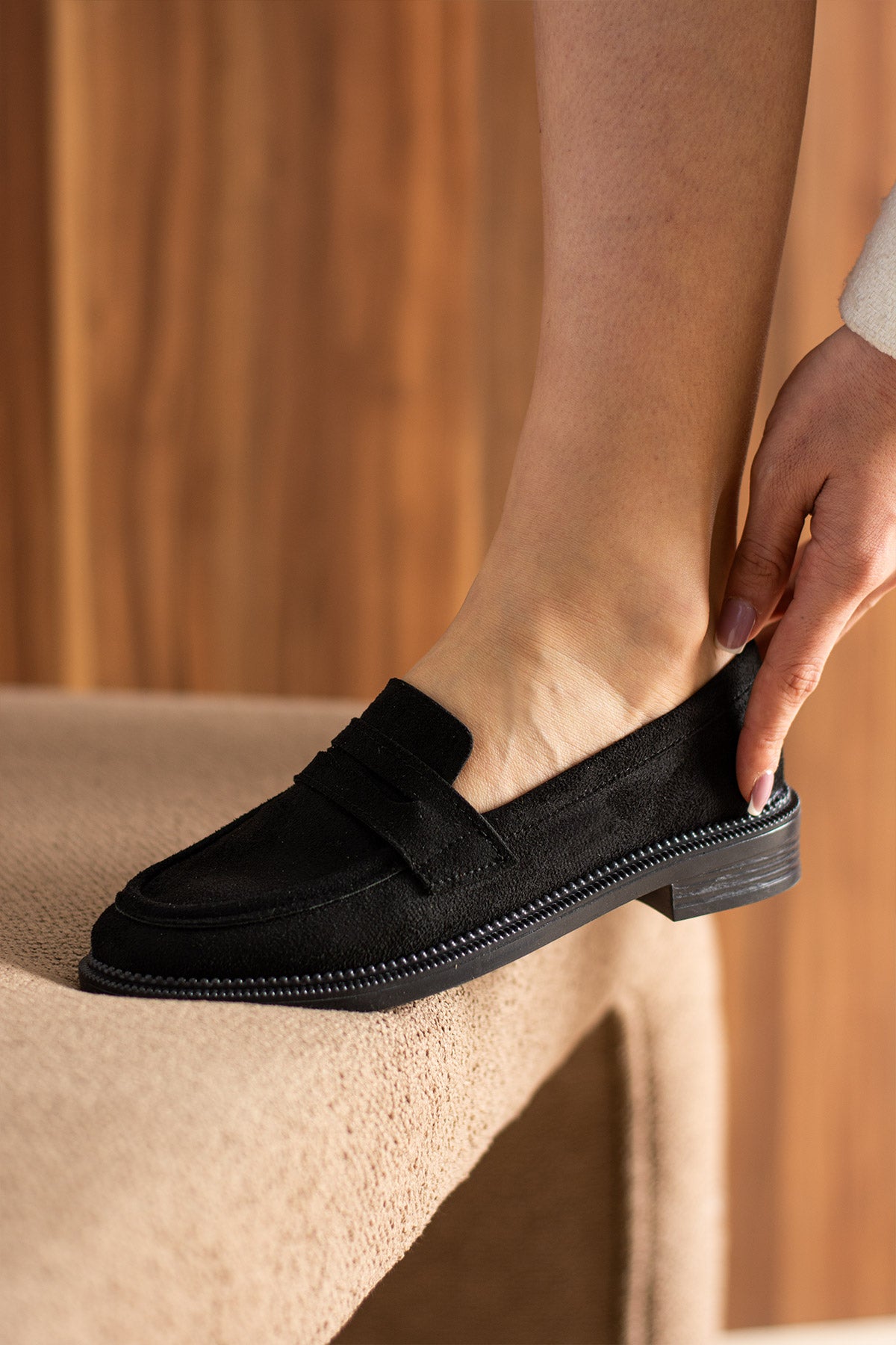 Marlena Kadın Şık Günlük Süet Loafer Ayakkabı