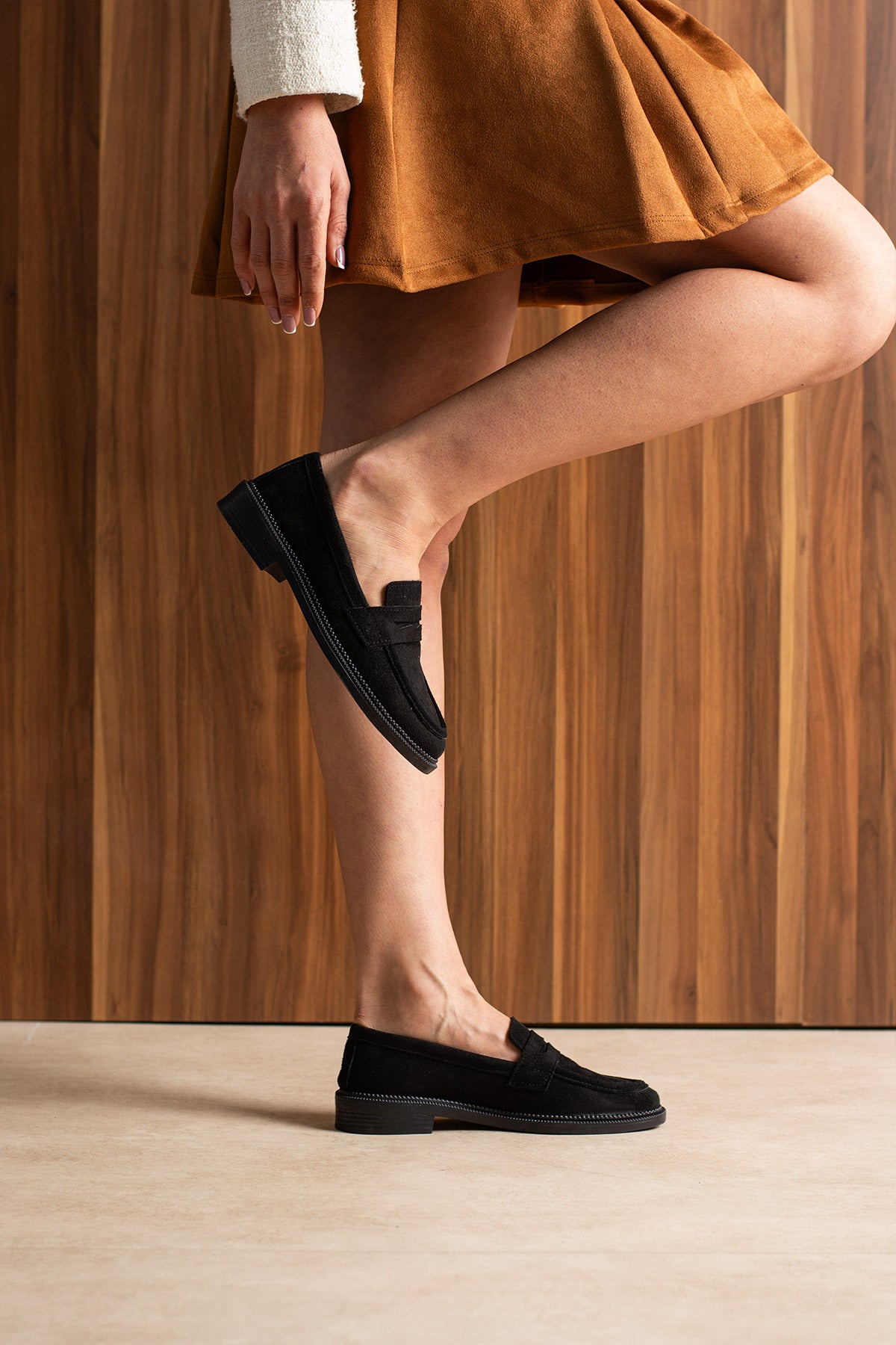 Marlena Kadın Şık Günlük Süet Loafer Ayakkabı