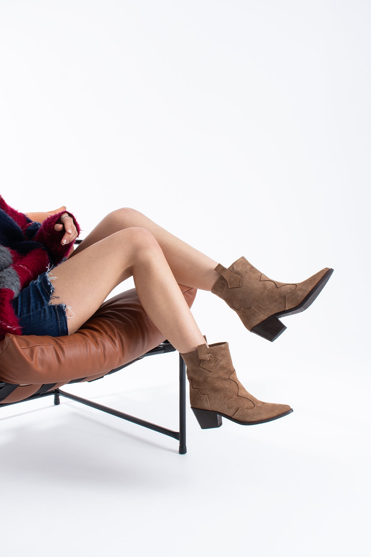 Mabel Kadın Hakiki Deri Süet Western Topuklu Bot