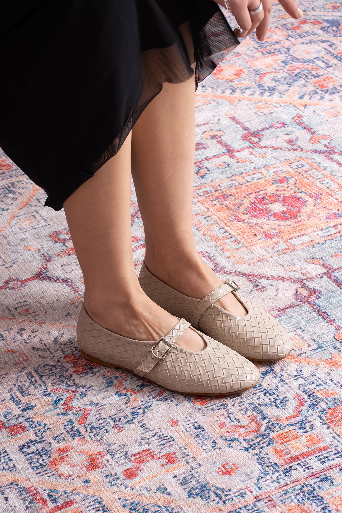 Babs Kadın Tokalı Mary Jane Model Günlük Rahat Düz Taban Şık ve Konforlu Kadın Babet