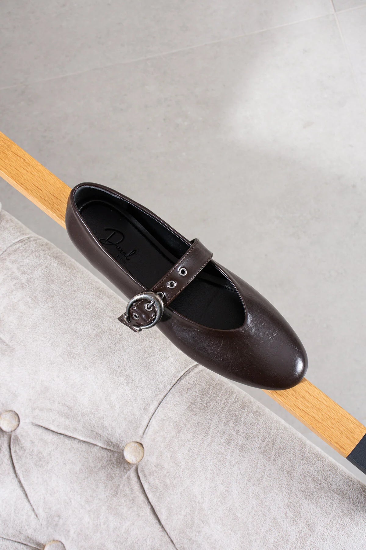 Esta Kahverengi Toka Detaylı Mary Jane Kadın Babet