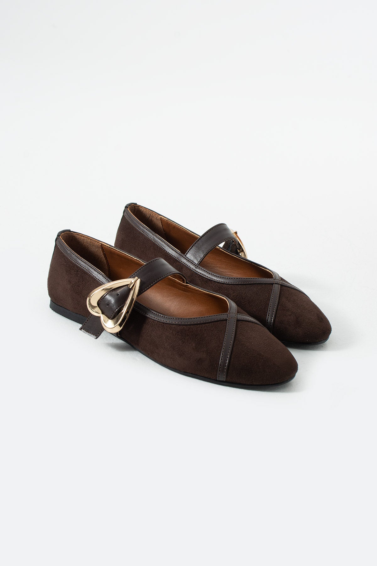 Jadon Trend Kalp Tokalı Kadın Babet Günlük Şık Mary Jane Ayakkabı