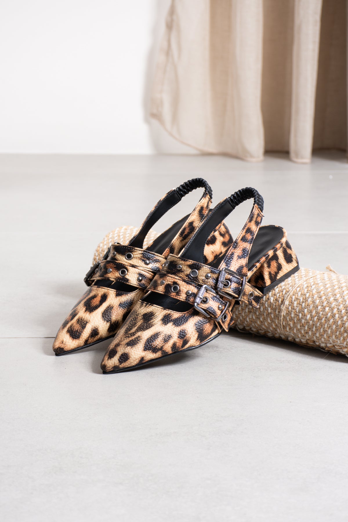 Laden Leopar Desenli Düz Ayakkabı Babet