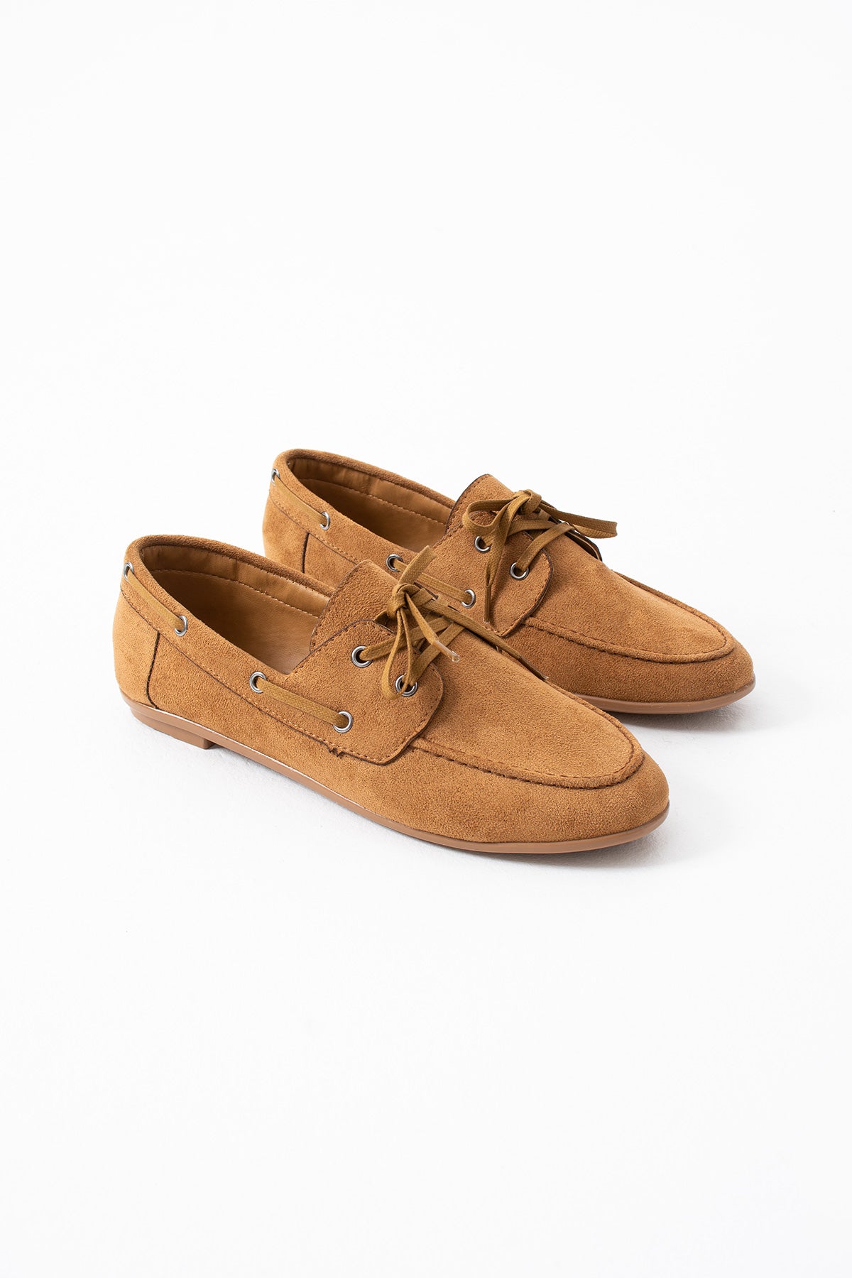 Juno Kadın Süet Bağcıklı Mokasen Ayakkabı Casual Babet