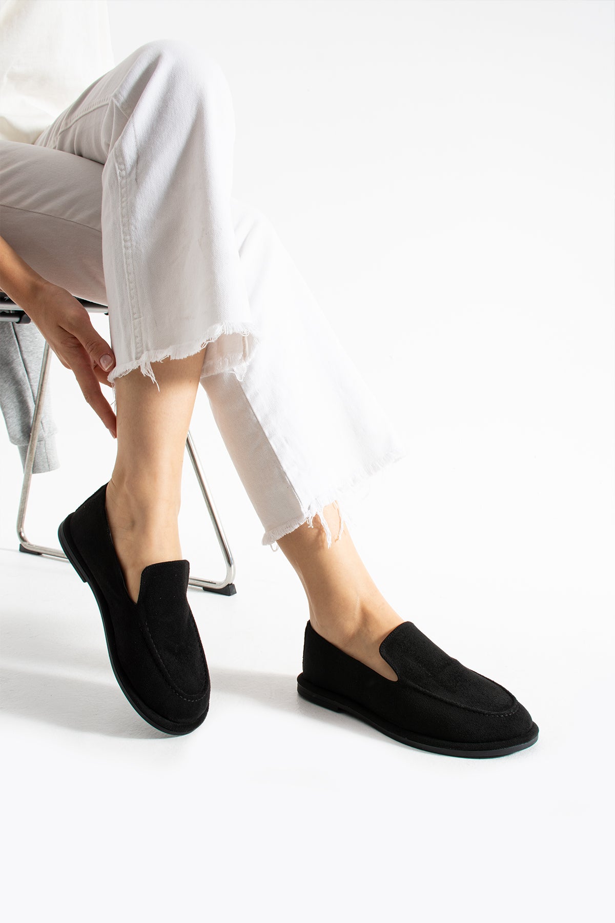 Konforlu Kadın Süet Mokasen Ayakkabı Loafer