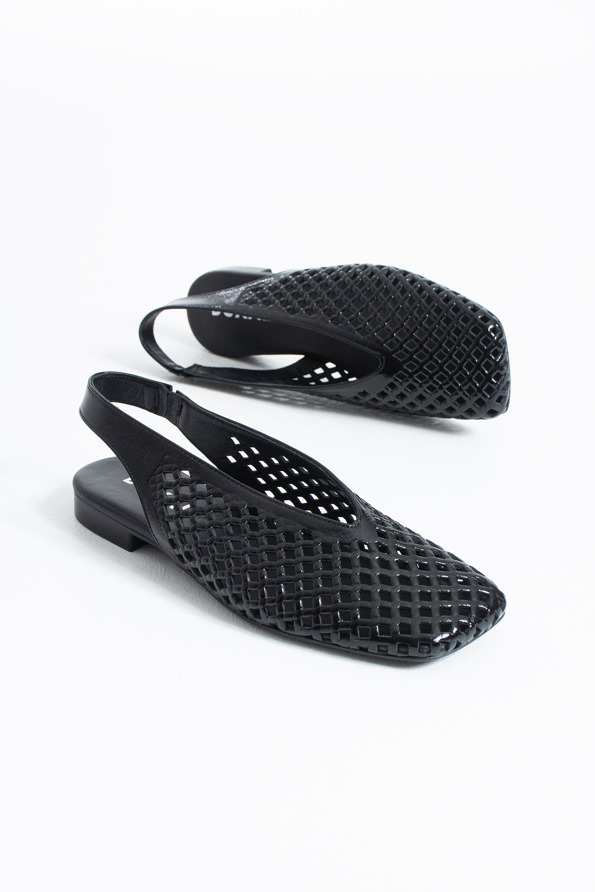 Flavia Hakiki Deri Lazer Kesim Örgü Desenli Slingback Kadın Sandalet Babet