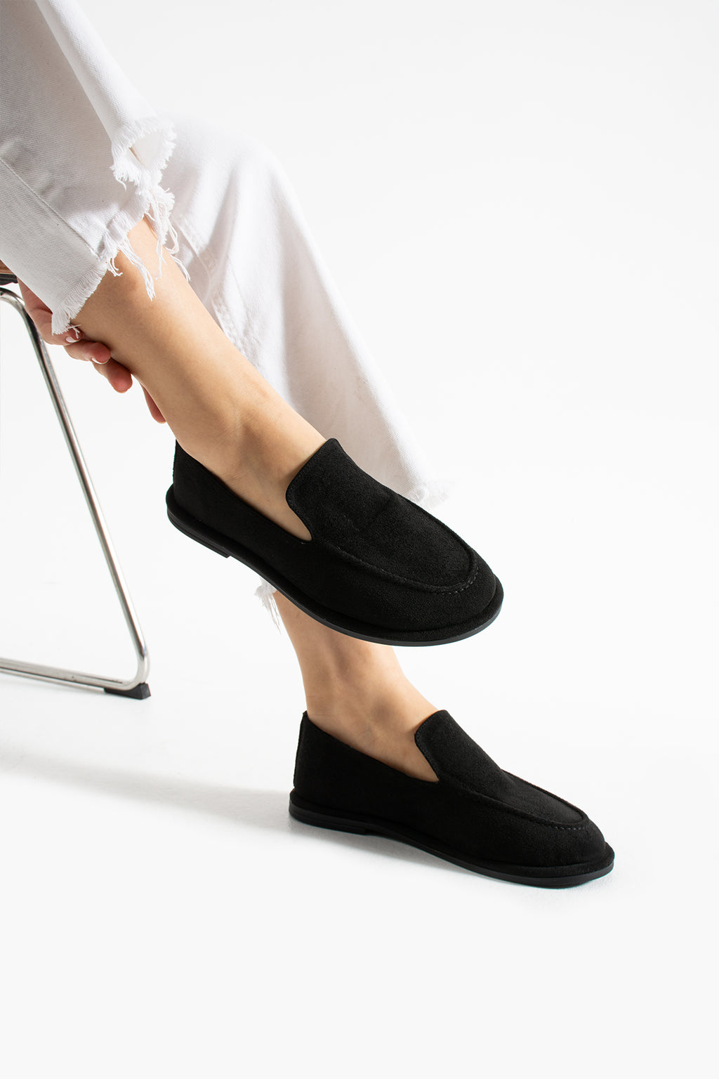 Konforlu Kadın Süet Mokasen Ayakkabı Loafer