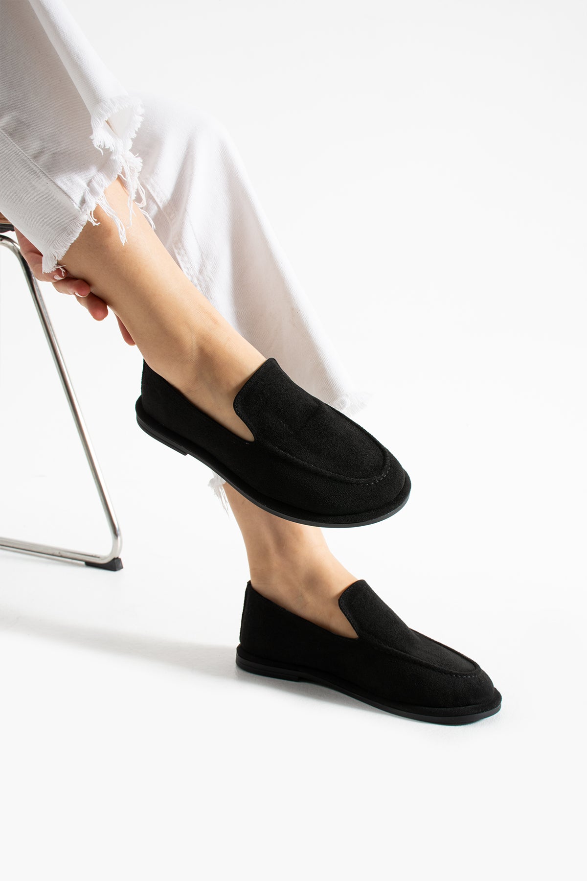 Konforlu Kadın Süet Mokasen Ayakkabı Loafer