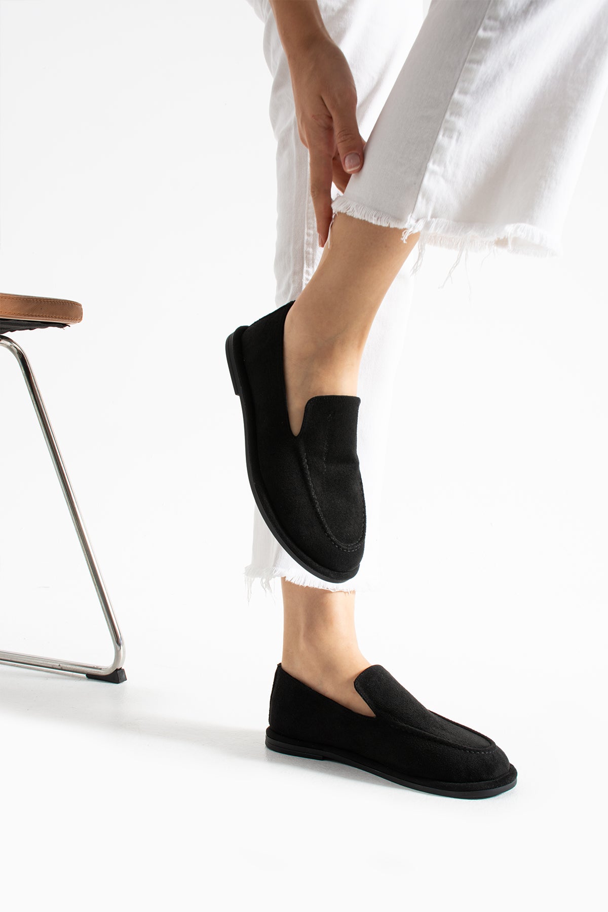 Konforlu Kadın Süet Mokasen Ayakkabı Loafer