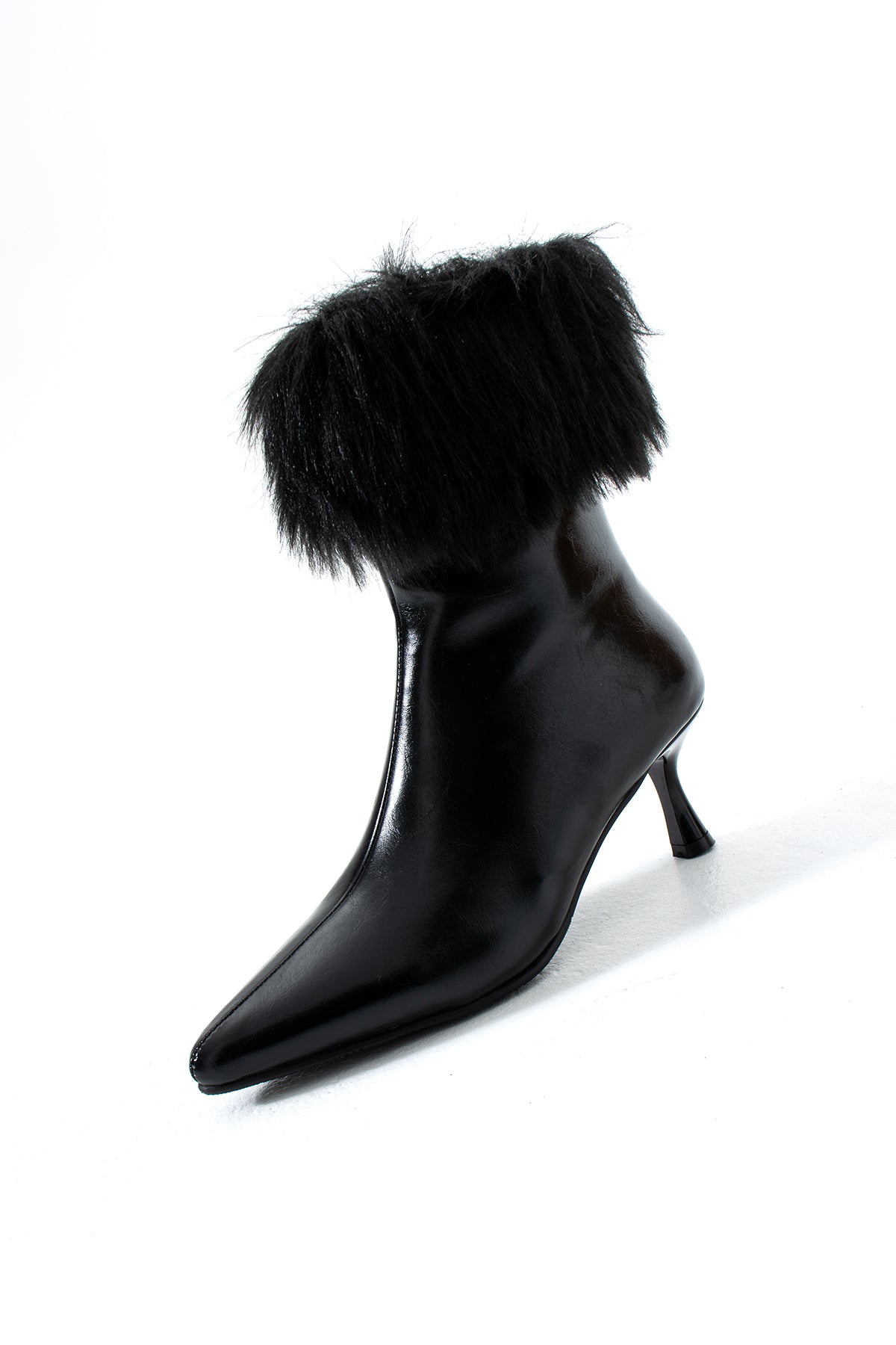 Lexi Kadın Siyah Kürk Detaylı Sivri Burun Topuklu Bot