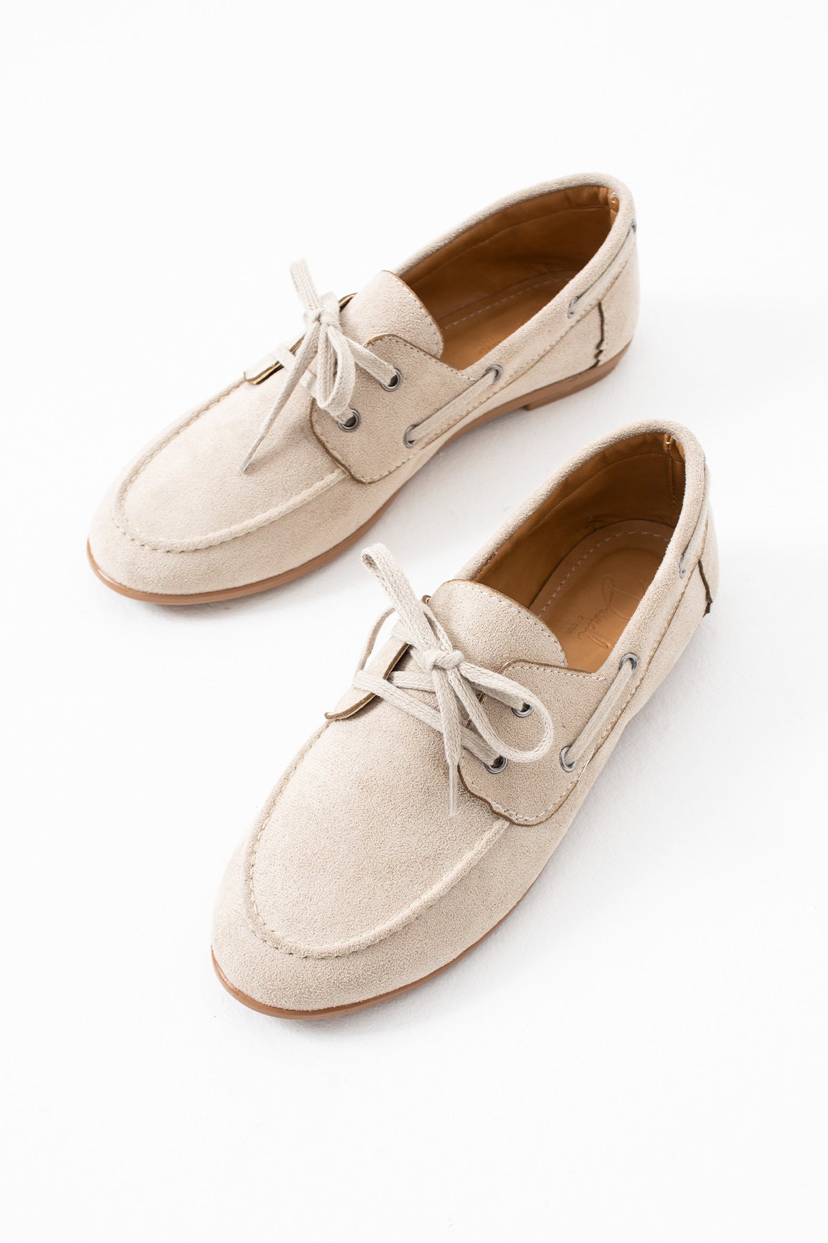 Juno Kadın Süet Bağcıklı Mokasen Ayakkabı Casual Babet