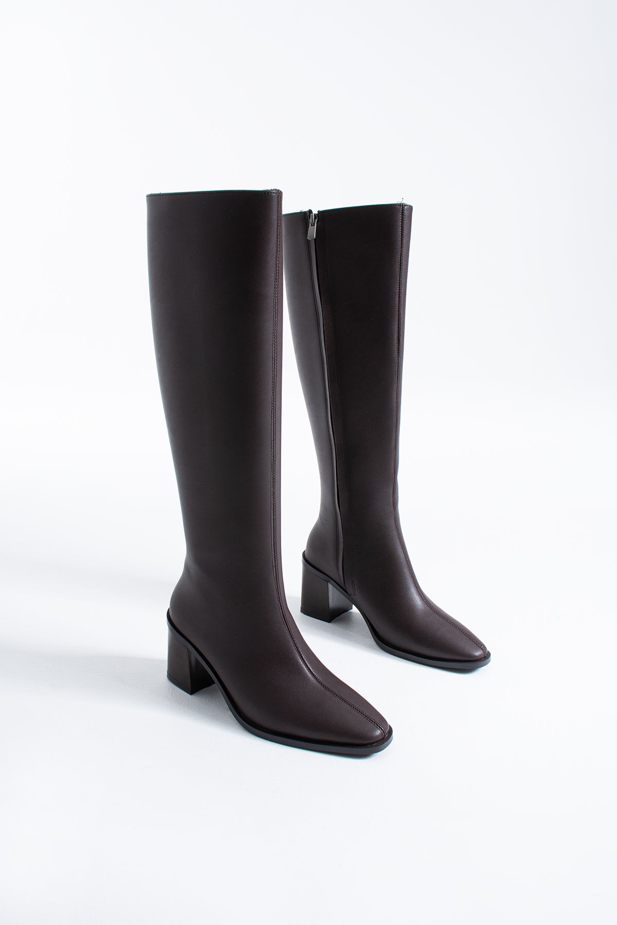 Tina Kadın Diz Altı Topuklu Fermuarlı Çizme