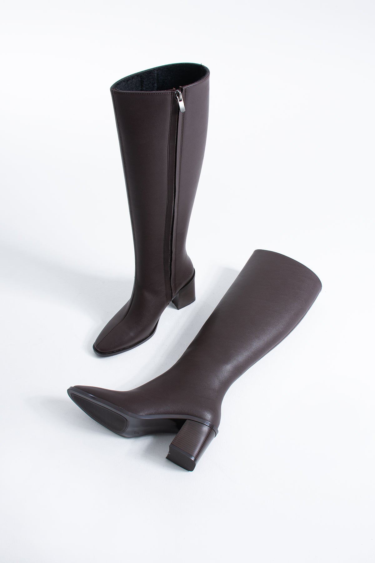 Tina Kadın Diz Altı Topuklu Fermuarlı Çizme