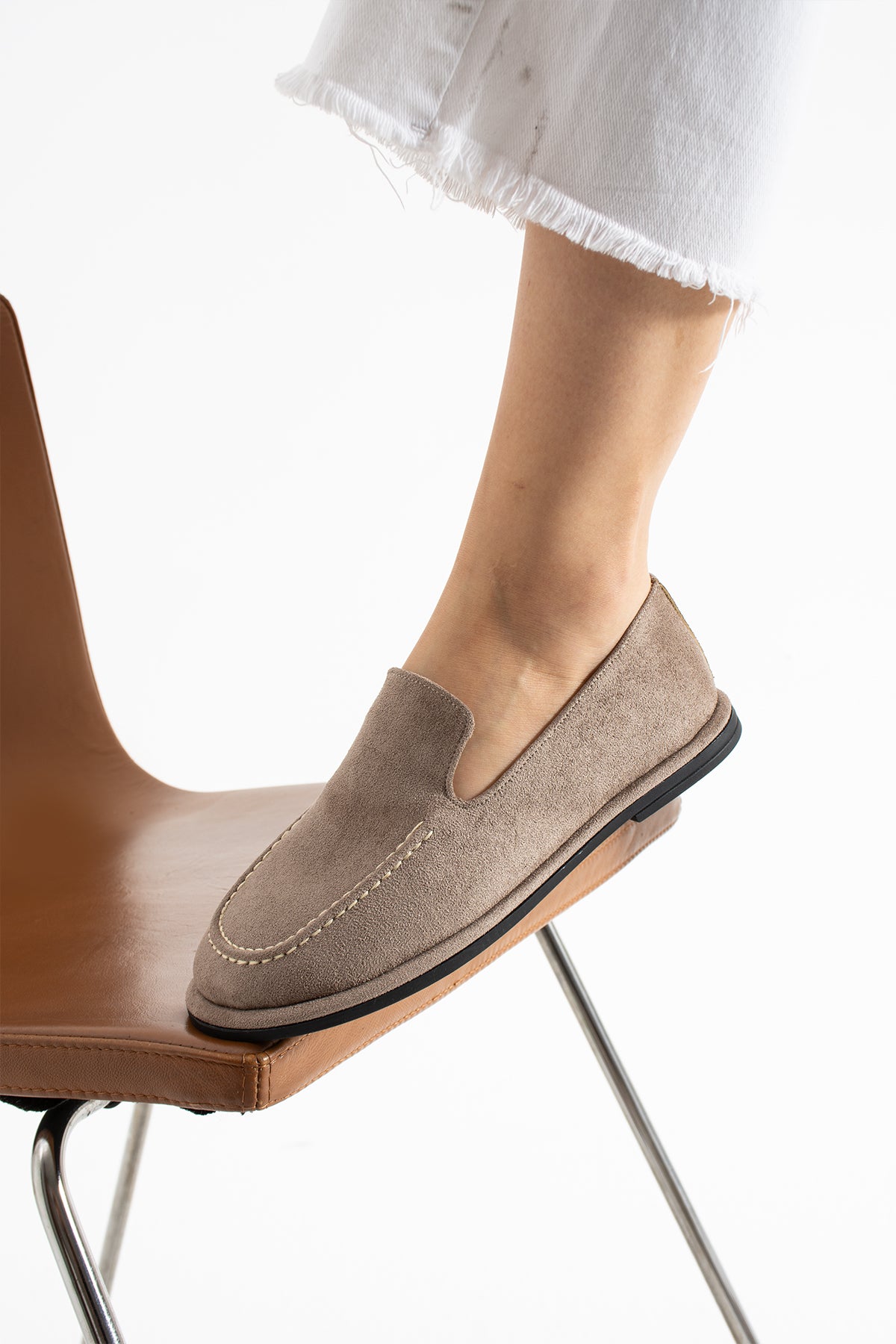 Konforlu Kadın Süet Mokasen Ayakkabı Loafer