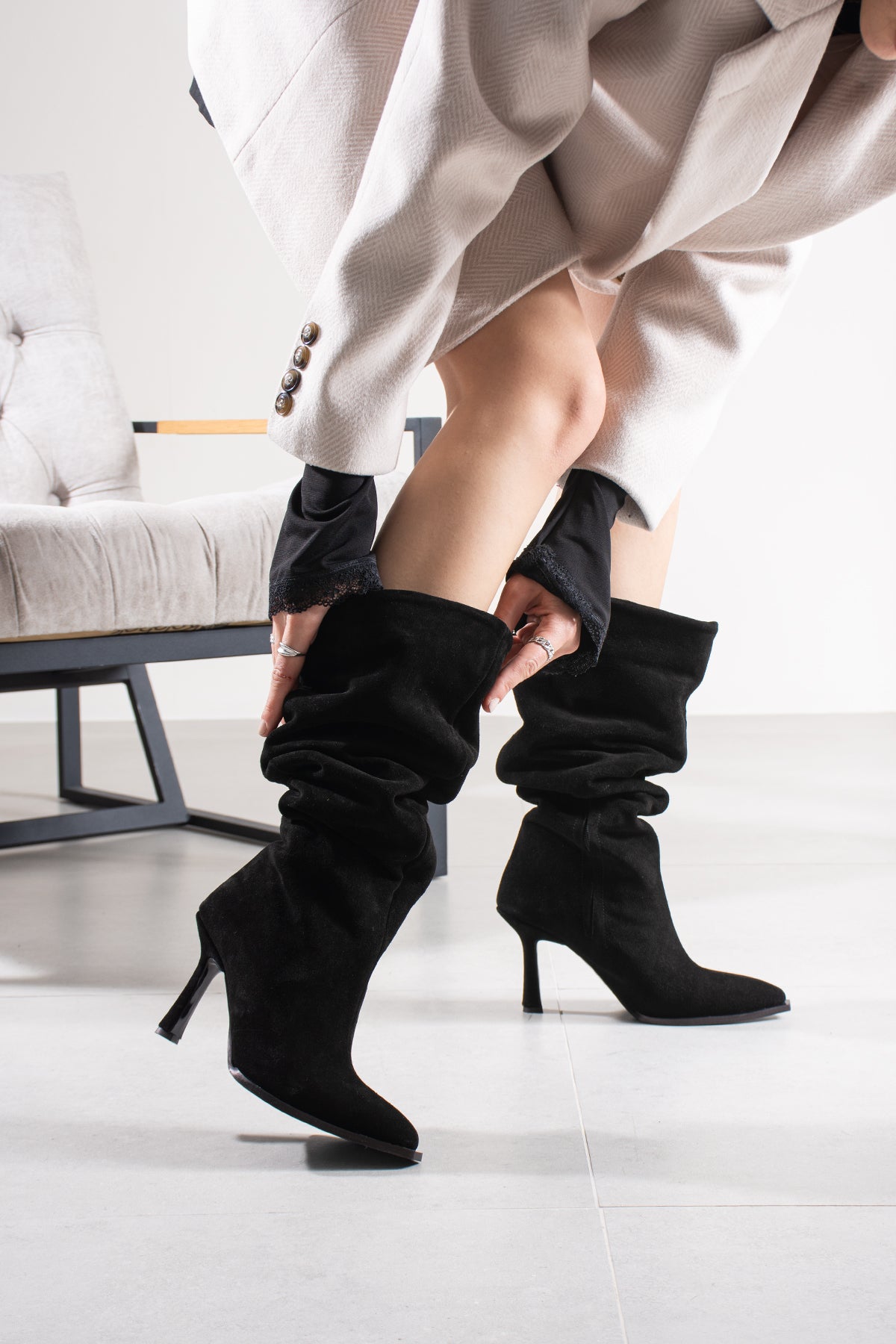 Grace Kadın Hakiki Deri Şık Topuklu Çizme