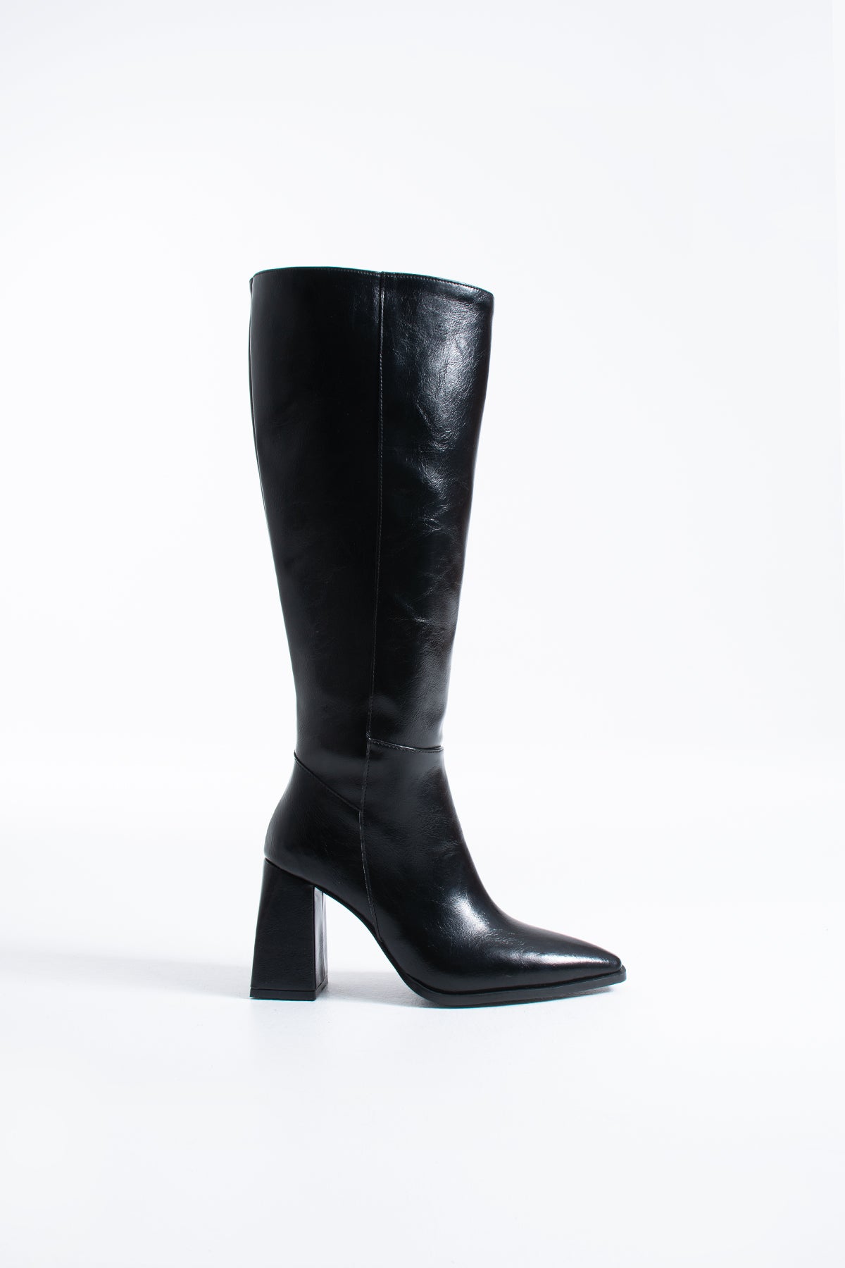 Gwen Kadın Diz Altı Kalın Topuklu Fermuarlı Çizme