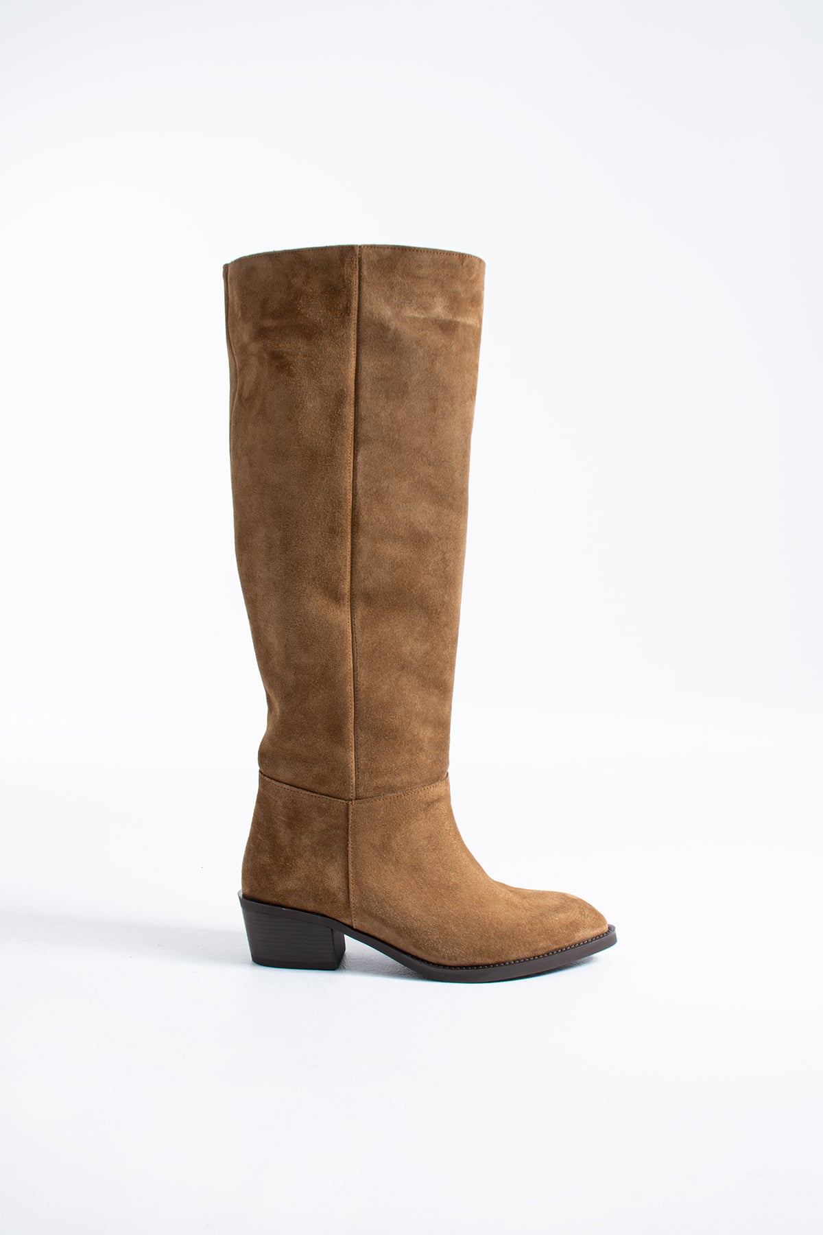 Lauretta Hakiki Deri Süet Kadın Şık Diz Altı Çizme