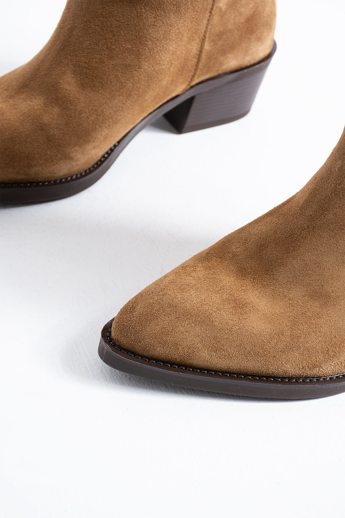 Lauretta Hakiki Deri Süet Kadın Şık Diz Altı Çizme