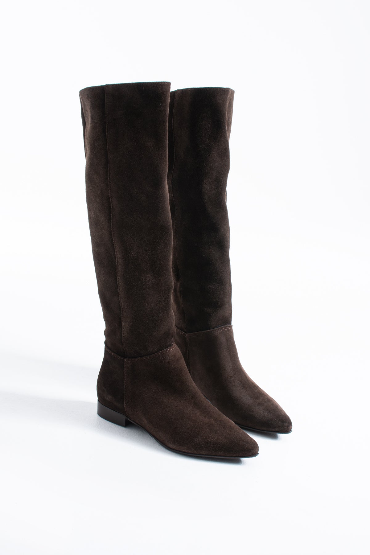 May Kadın Acıkahve Hakiki Deri Süet Fermuarsız Diz Altı Çizme