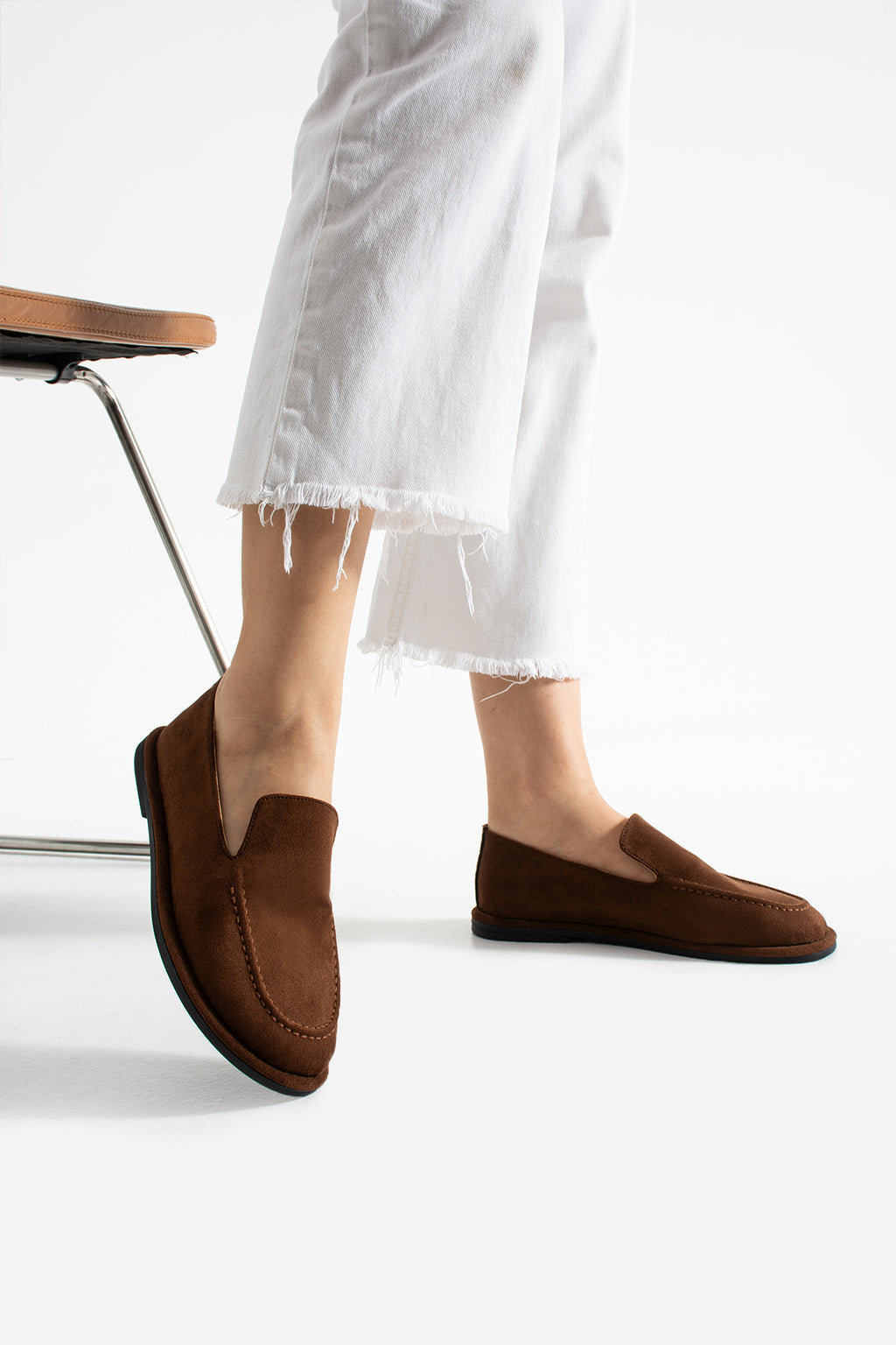 Konforlu Kadın Süet Mokasen Ayakkabı Loafer