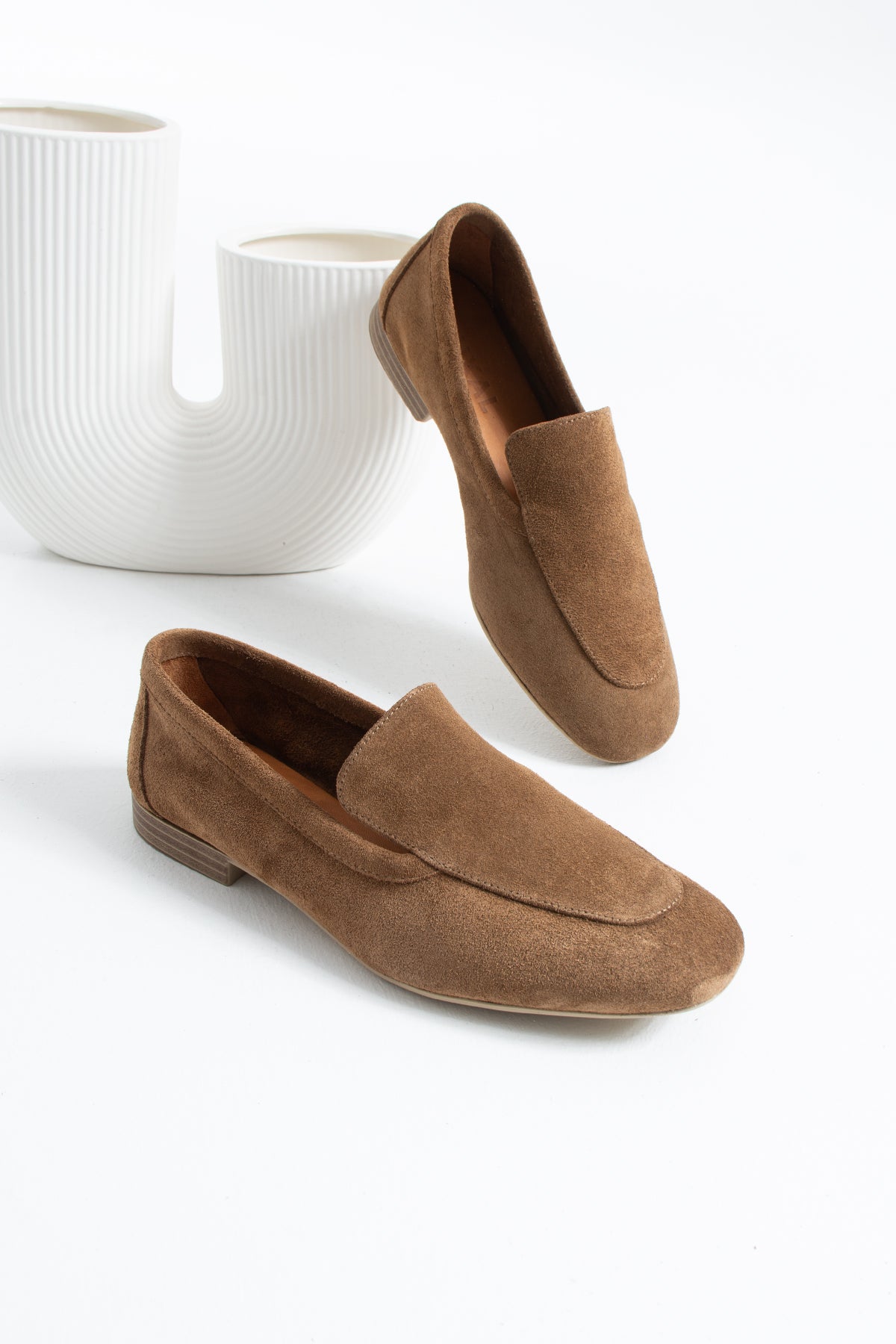 Oliver Hakiki Deri Yumuşak Tabanlı Kadın Süet Babet Loafer