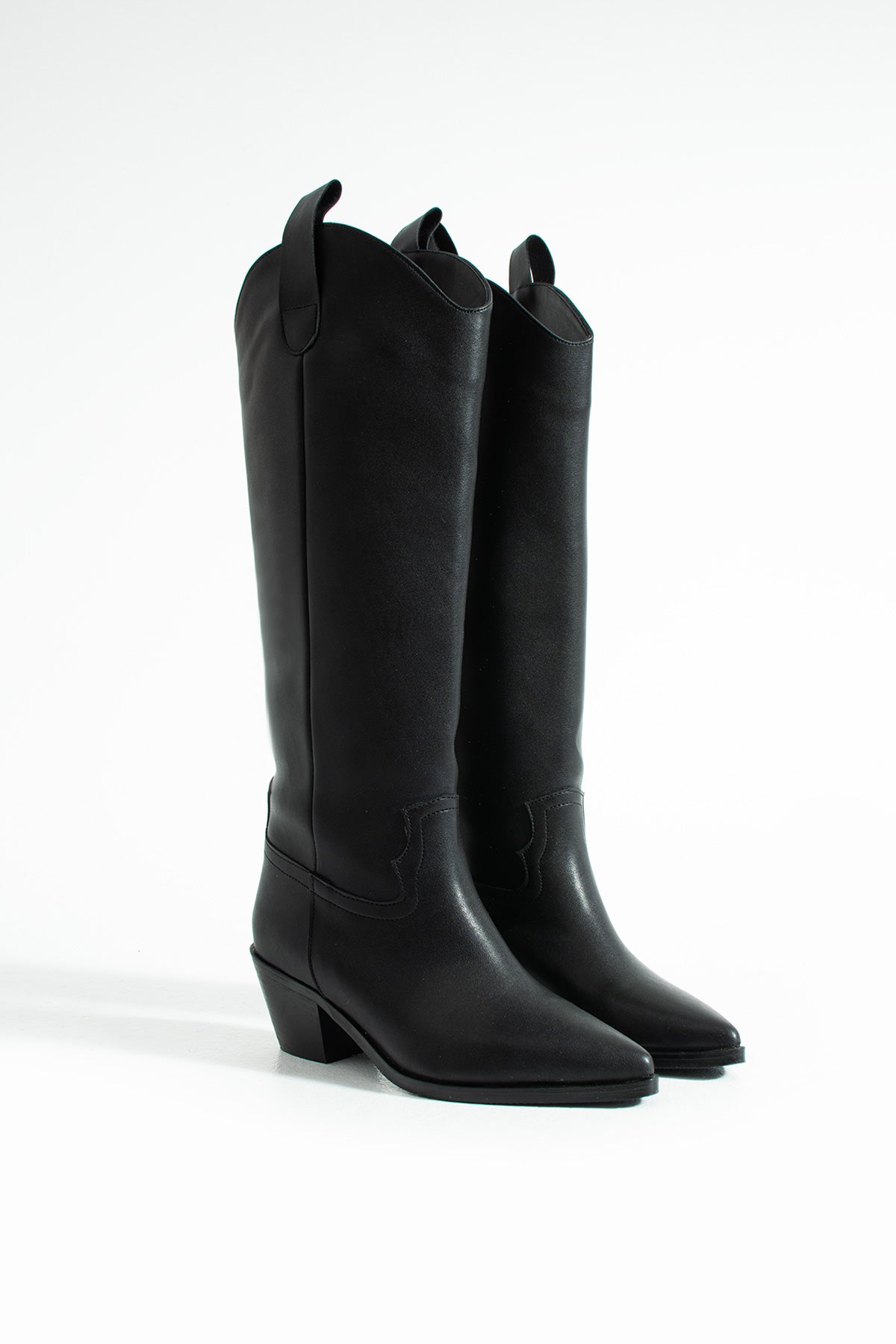 Ava Kadın Sivri Burun Kalın Topuklu Fermuarsız Topuklu Çizme