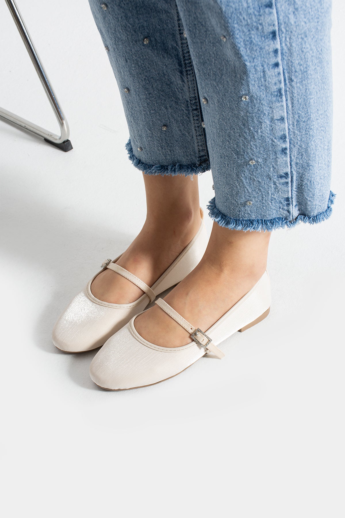 Felix Kadın Taş Tokalı Mary Jane Ayakkabı Babet