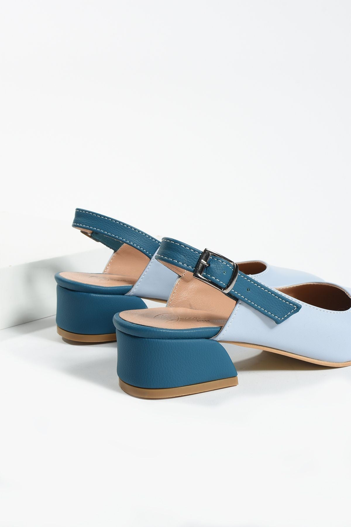 çift renk detay babet-özel tasarım topuklu ayakkabı isabella