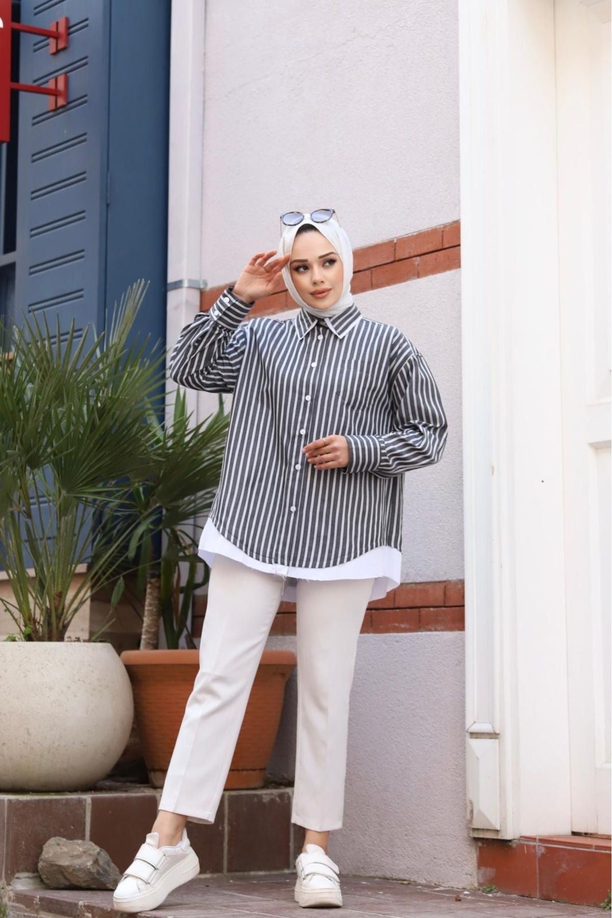 Hardy Poplin Kumaş Standart Beden Çizgili Gömlek