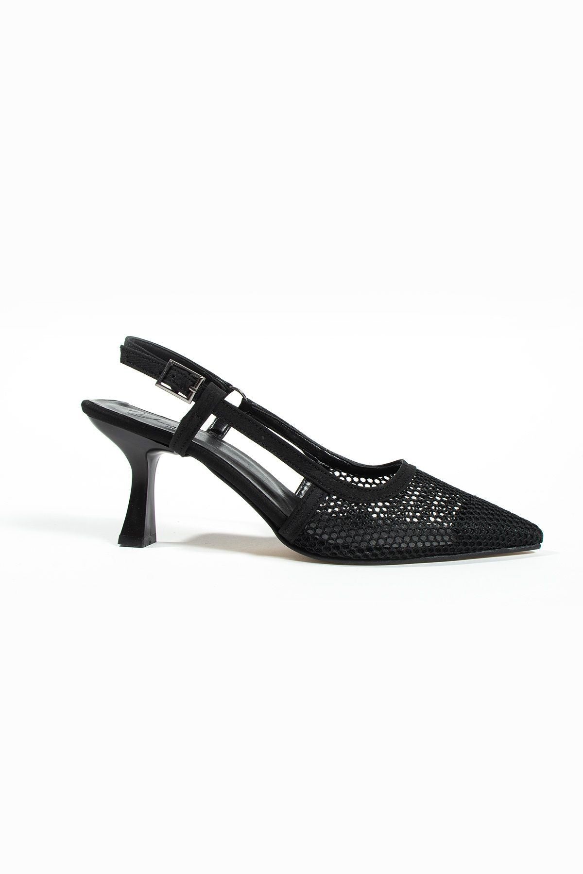 Berlin File Sivri Burun Toka Detay Arkası Açık Topuklu Ayakkabı