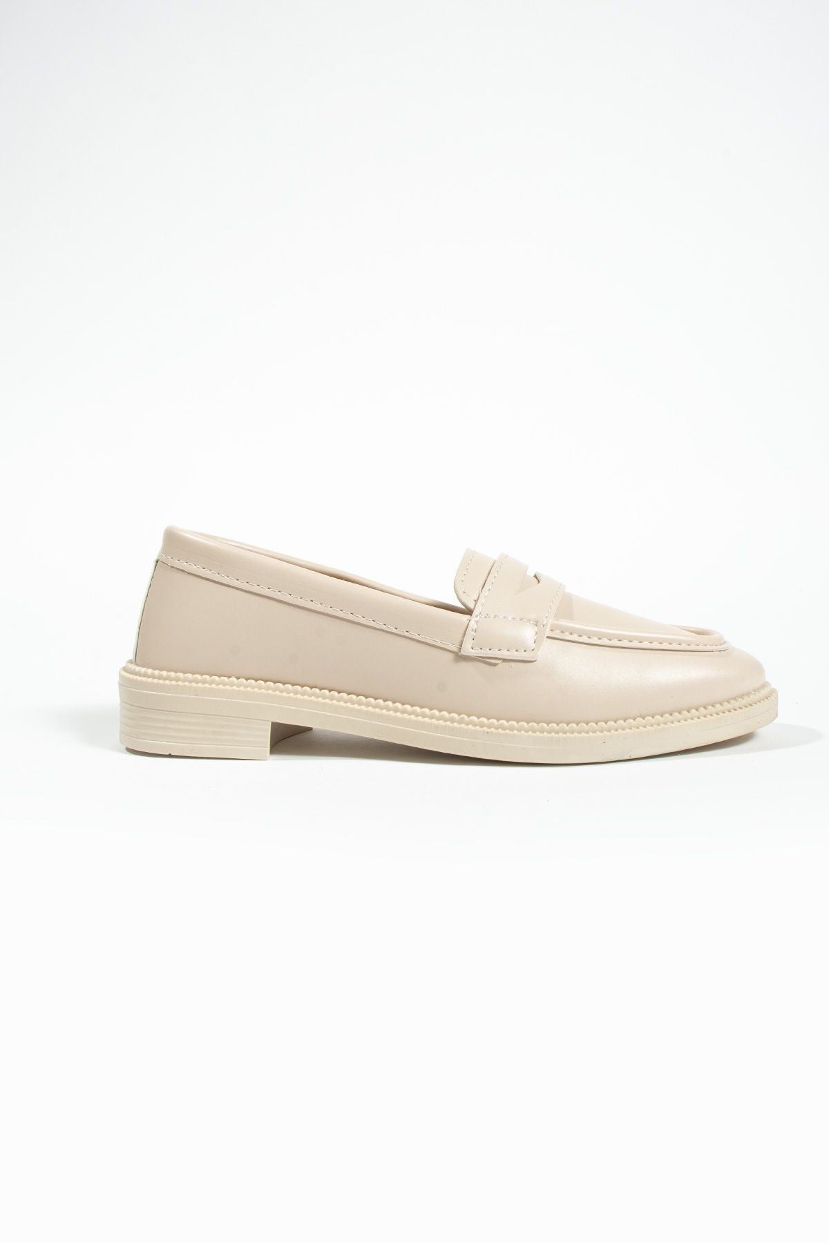 Kadın Loafer Günlük Klasik Casual Makosen Fonle Bej