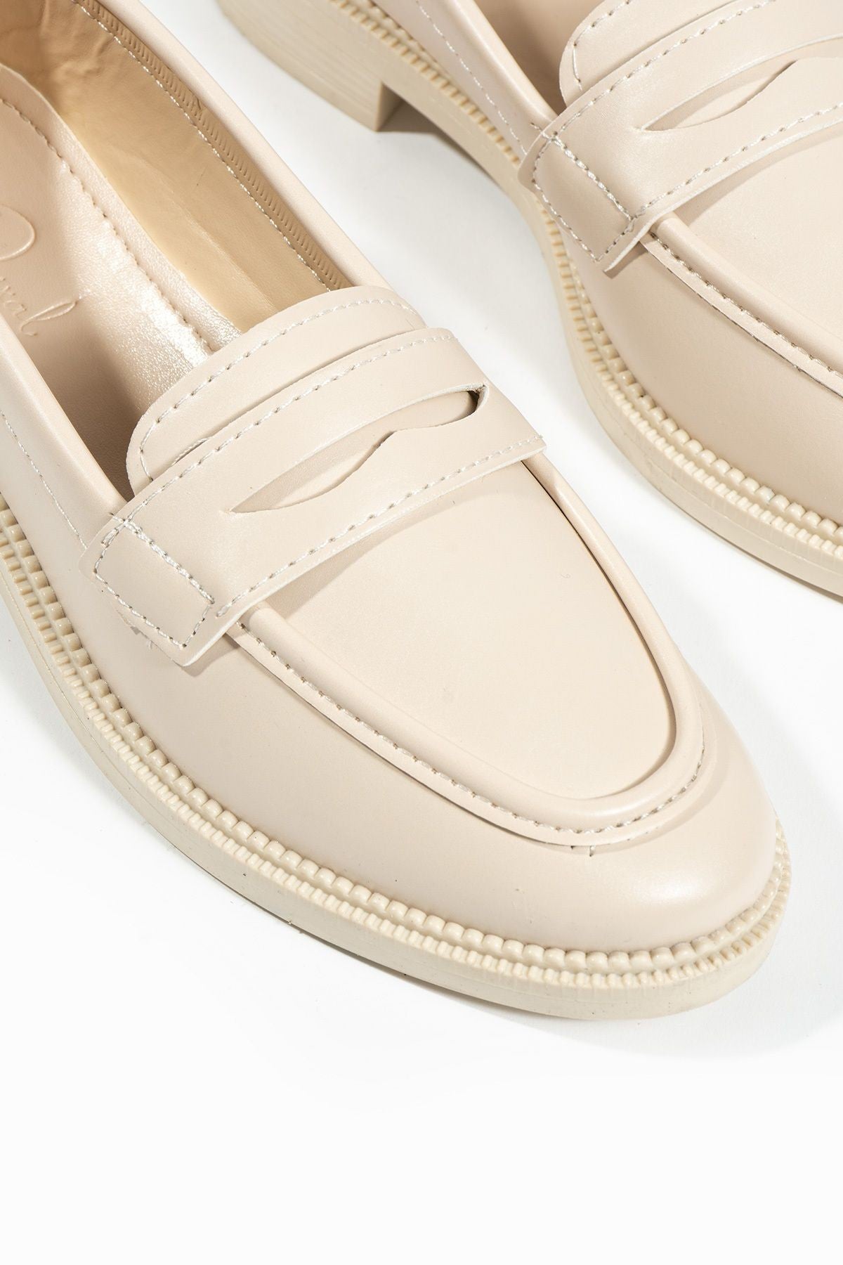 Kadın Loafer Günlük Klasik Casual Makosen Fonle Bej